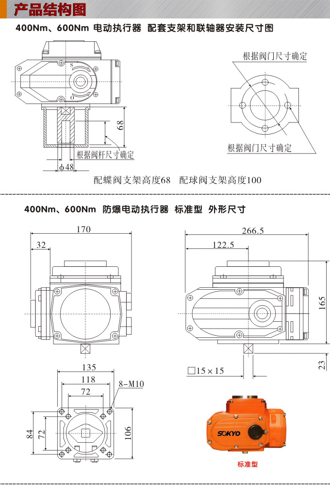 防爆電動頭,YTEx-RKB400防爆電動執行器結構圖,標準式