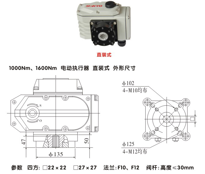智能電動執行器,YTDZ-RS1600智能電動執行機構結構圖,直裝式