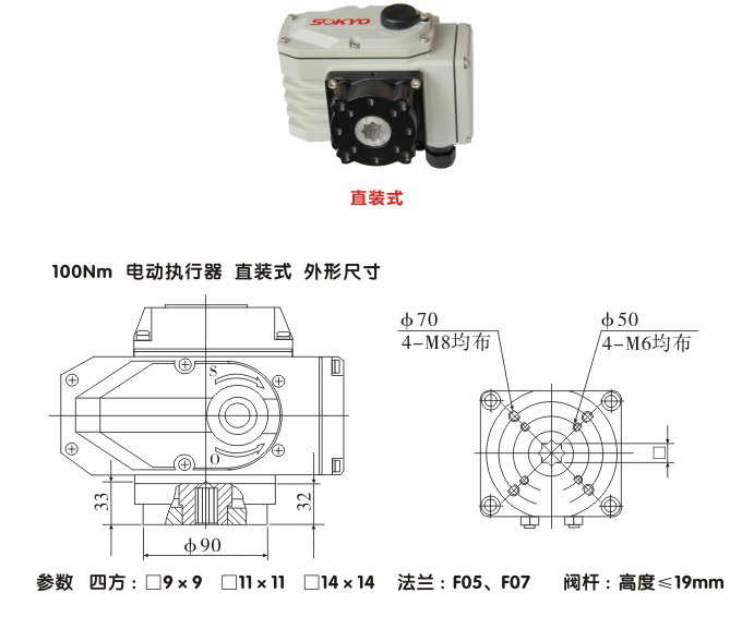 智能電動執行器,YTDZ-RS100智能電動執行機構結構圖,直裝式
