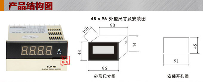 數字電流表,DK3交流電流表,電流表外形尺寸
