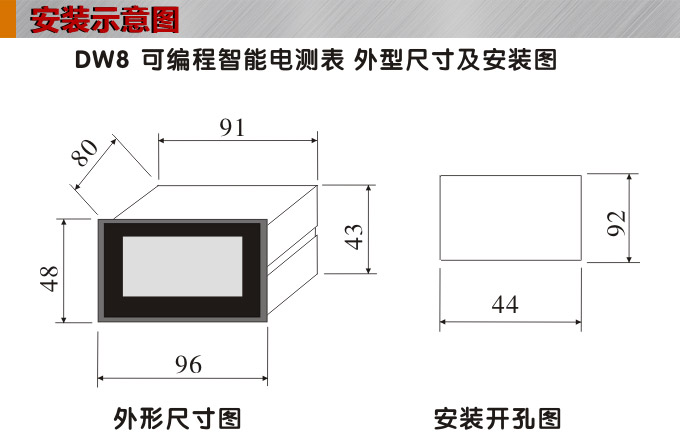  數字功率表，DW8單相有功功率表安裝示意圖