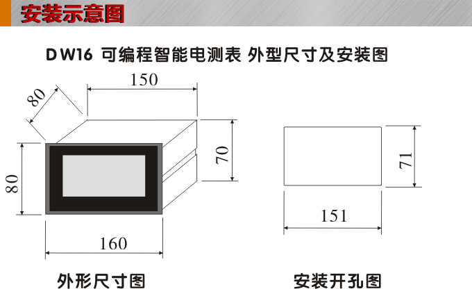  數(shù)字功率表，DW16三相有功功率表安裝示意圖