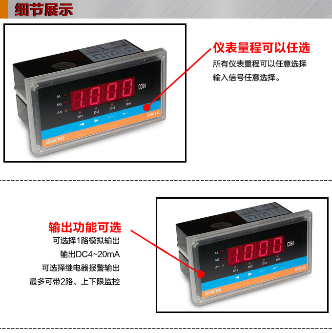 數字功率因數表，DW16三相功率因數表產品細節圖1