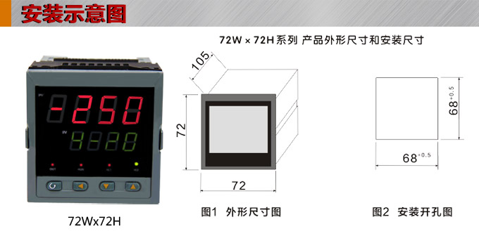 數(shù)顯控制儀，DT307智能單回路數(shù)顯表，單回路數(shù)顯控制儀安裝示意圖