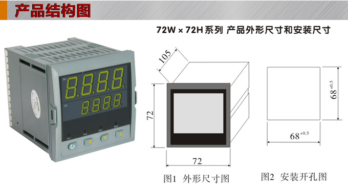 數顯控制儀，DT407智能雙回路數顯表，雙回路數顯控制儀產品結構圖