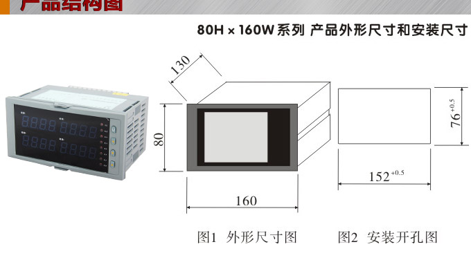 數(shù)顯控制儀，DT516智能四回路數(shù)顯表，多回路巡檢控制儀產(chǎn)品結(jié)構(gòu)圖