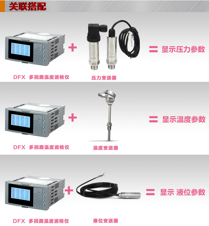 智能溫度巡檢儀，DFX16液晶溫度巡檢儀，多回路巡檢控制儀關聯搭配