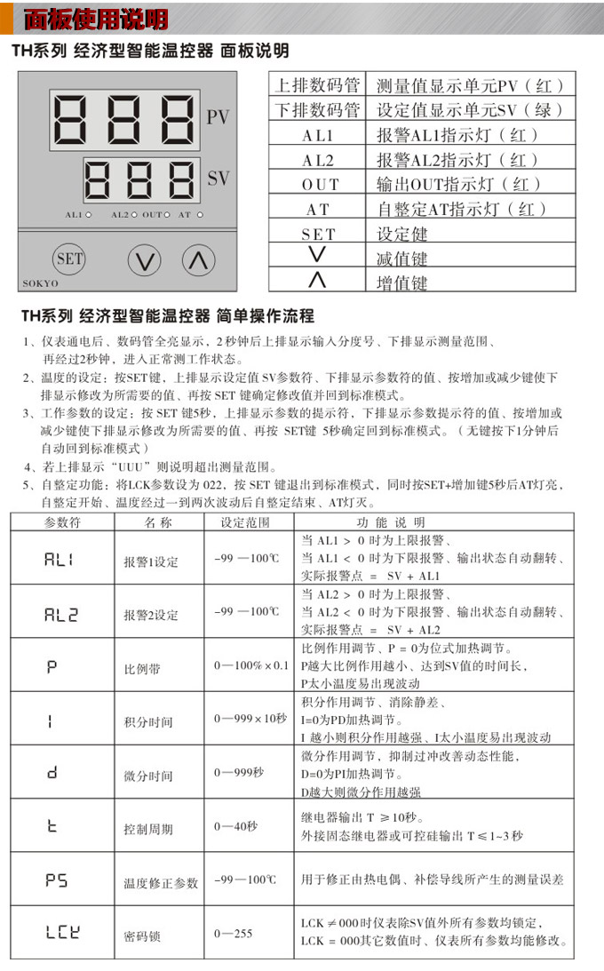 溫控器,TH4經濟型溫度控制器,溫控表面板使用說明