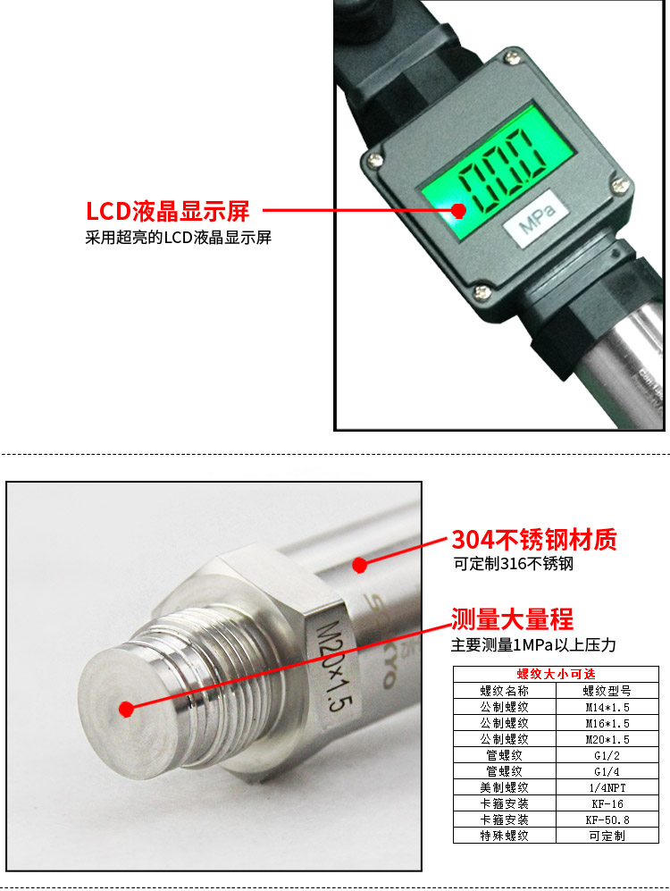 壓力傳感器,PG1300P數顯壓力變送器細節圖2